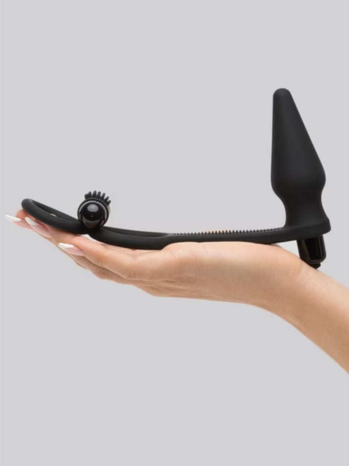 Dual-Stimulation Vibrating Silicone Ring with Plug